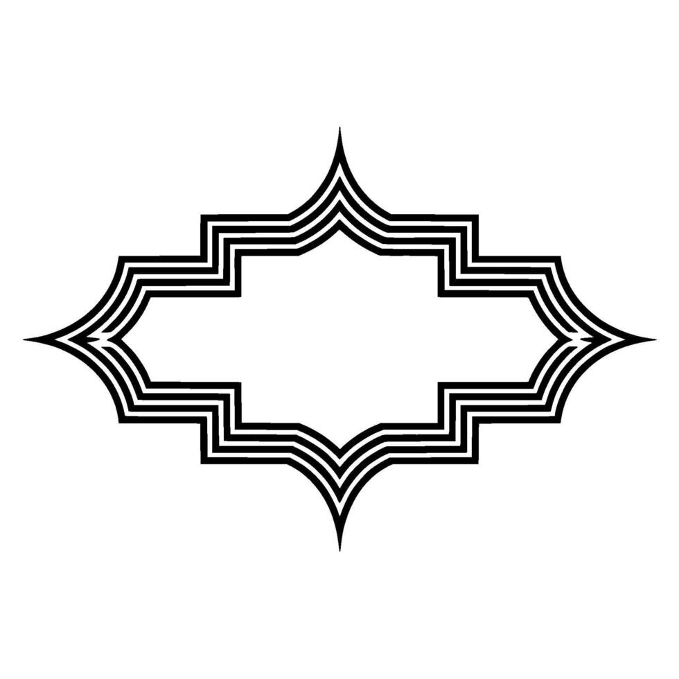 Geometric Arabesque Frame on White, Minimalist vector