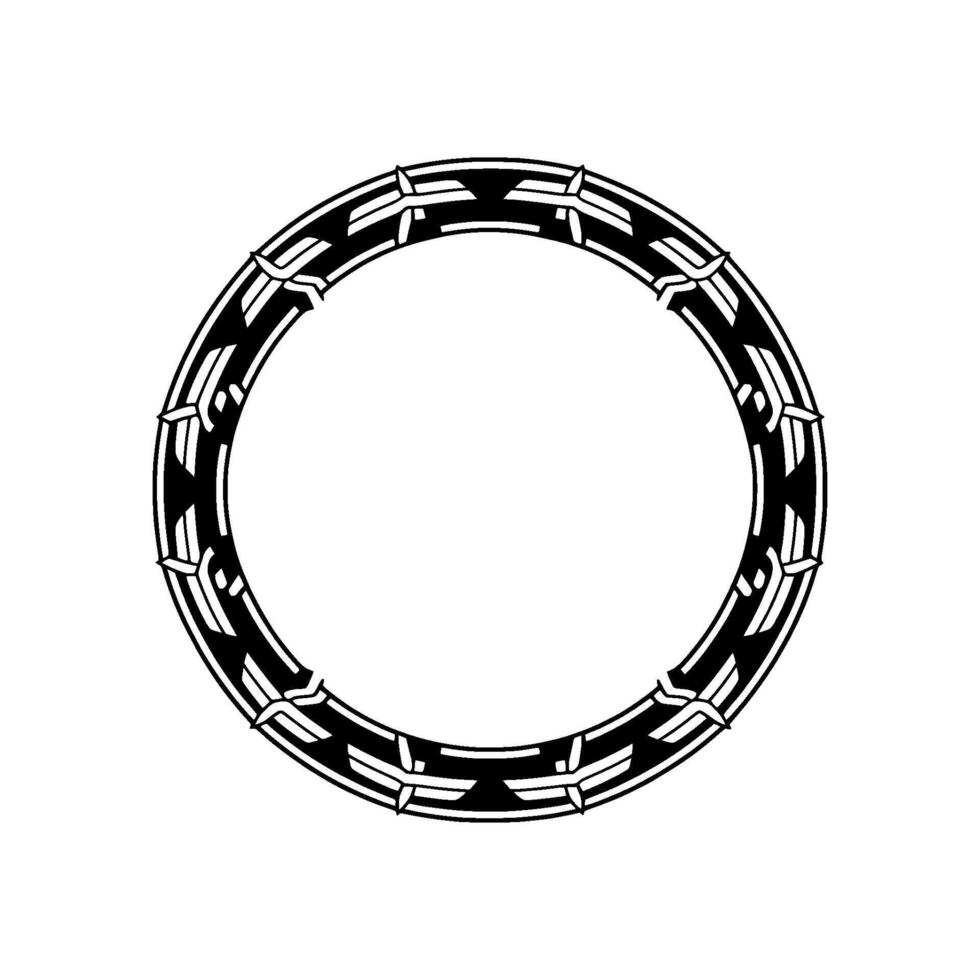 Geometric Circle Frame - Tribal Ornament in Black on White vector