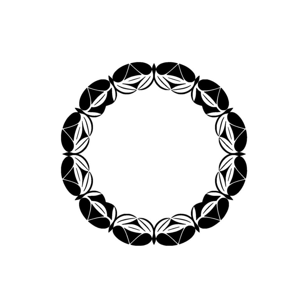 Minimalist Black Floral Wreath on Off-White - Modern Element vector