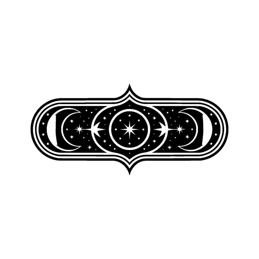 Celestial Geometric Crescent Moons, Stars, and Compass vector