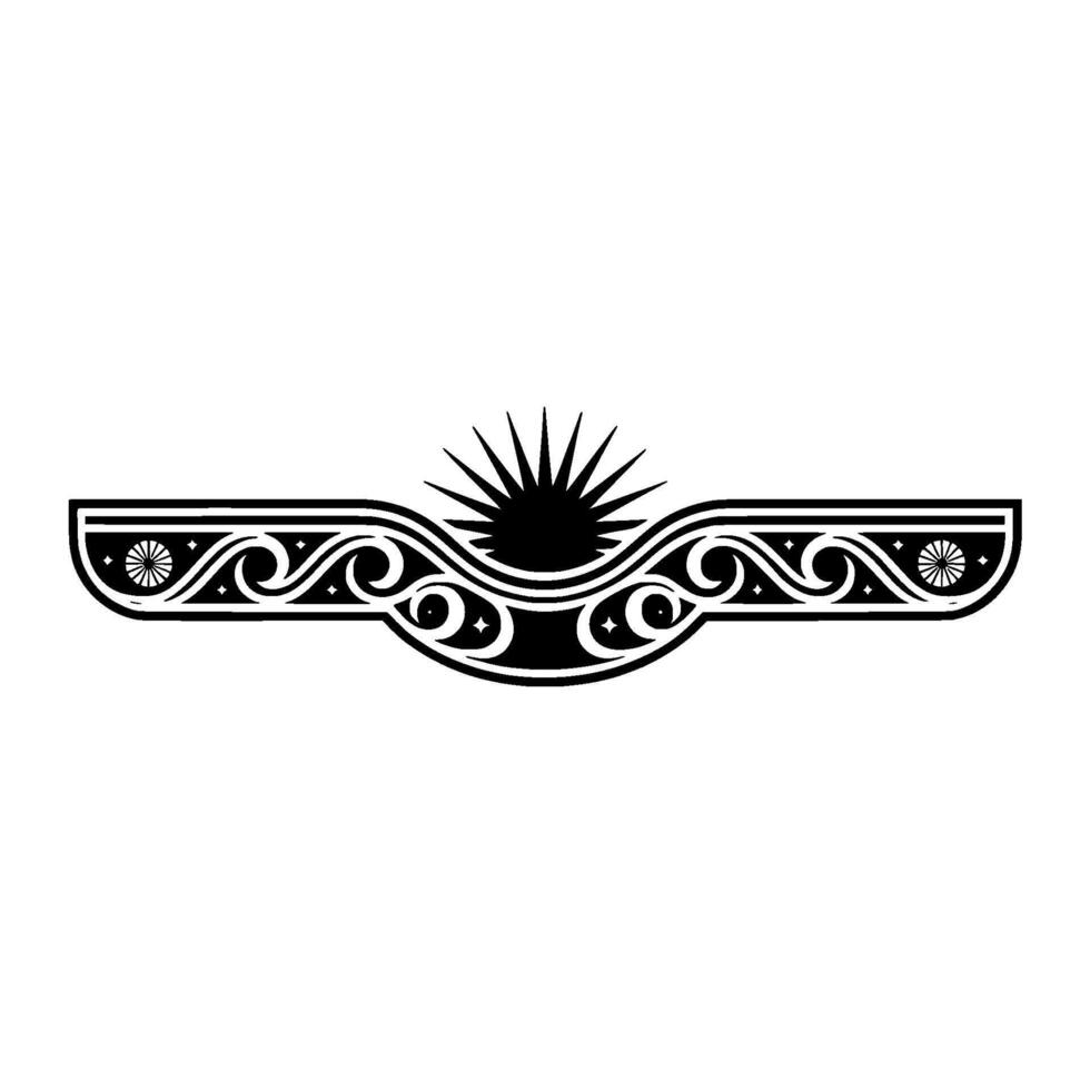 Ornamental Black Sunburst Border on White, Decorative Swirls vector