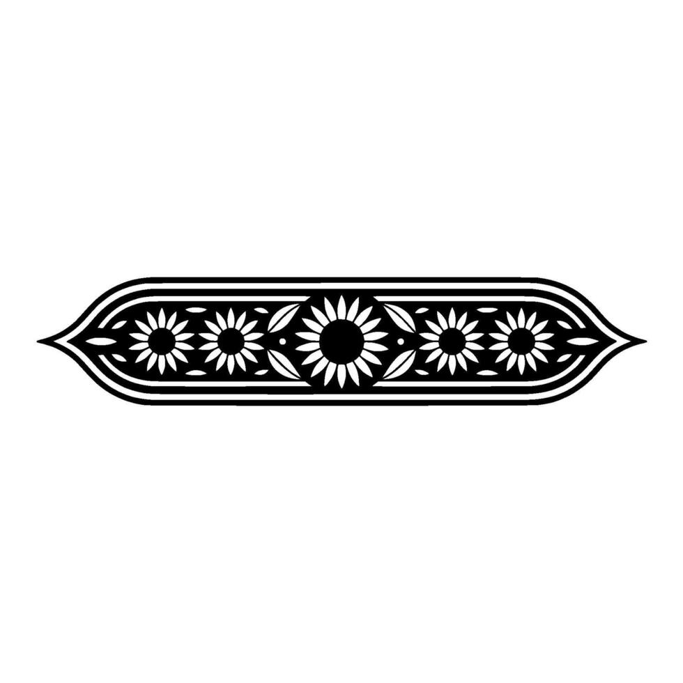 Floral Border Minimalist Sunflower Pattern, Decorative Element vector
