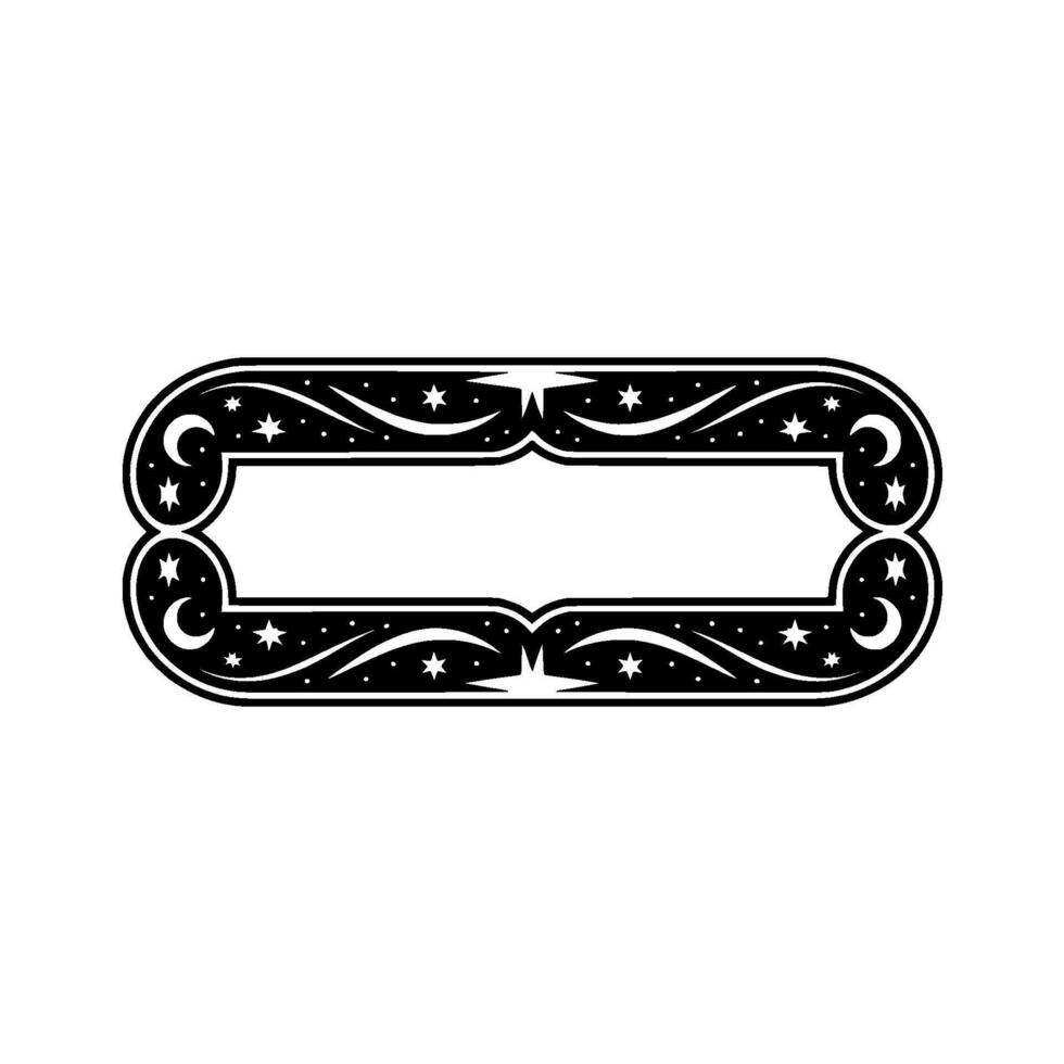 Celestial Frame Black White Decorative Border with Stars Moons vector