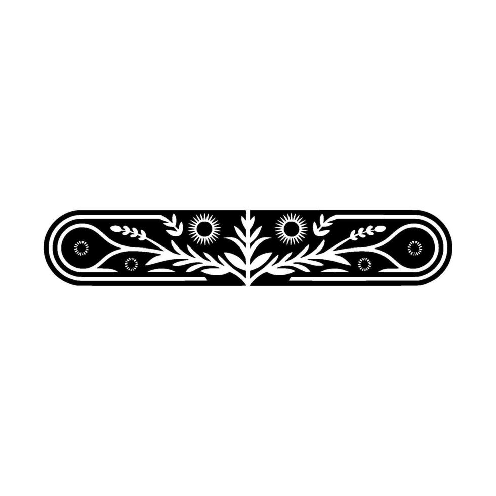 Black White Floral Decorative Border Ornament vector