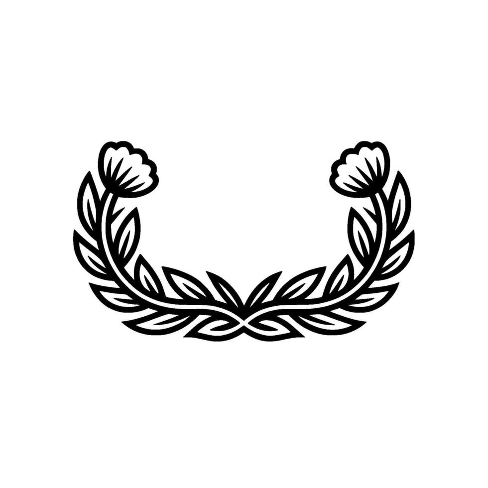 Elegant Floral Laurel Wreath , Black Outline on Gradient Background vector