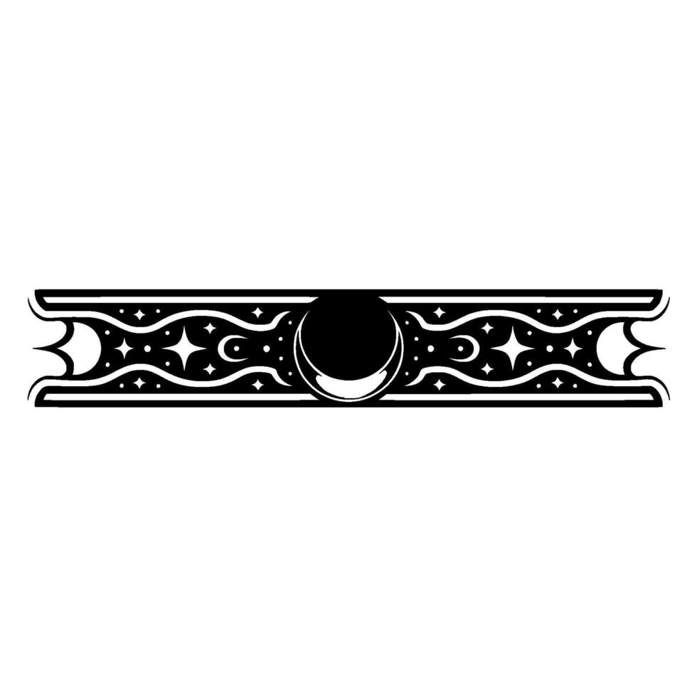 Crescent Moon Stars Ornament, Gothic, Mystical vector
