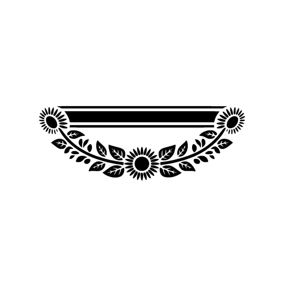 Black Floral Crest Elegant Sunflower Leaf vector