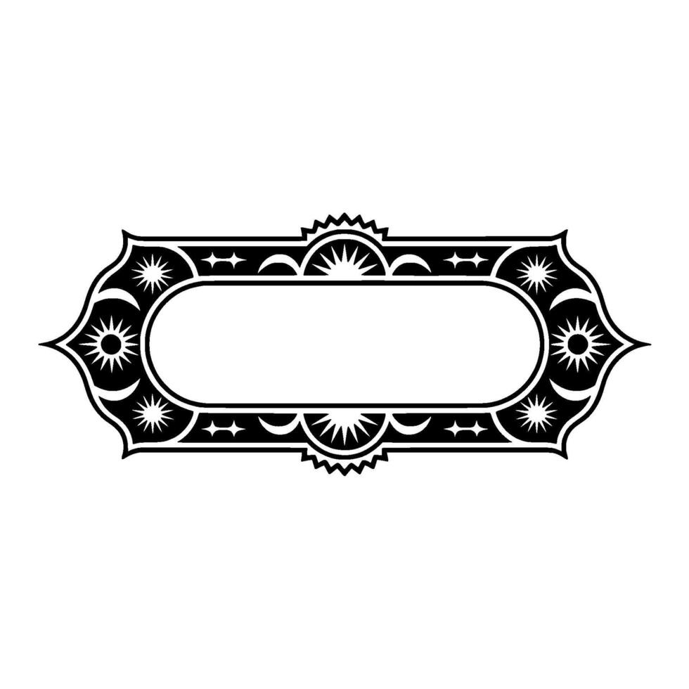 Ornate Black and White Frame Celestial Element vector