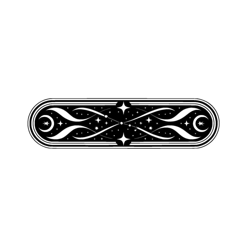 Celestial Ornament - Minimalist Black White , Decorative Border Element vector