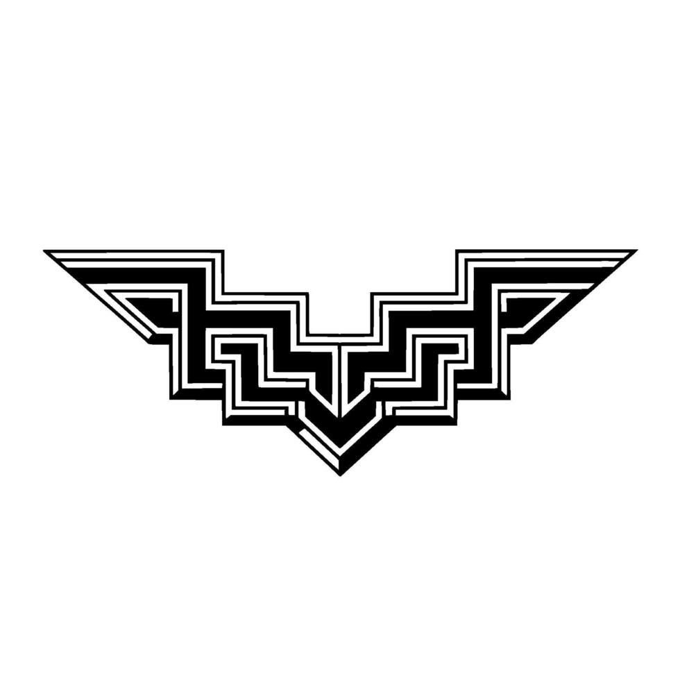 Geometric Emblem Art Deco Winged on White Background vector