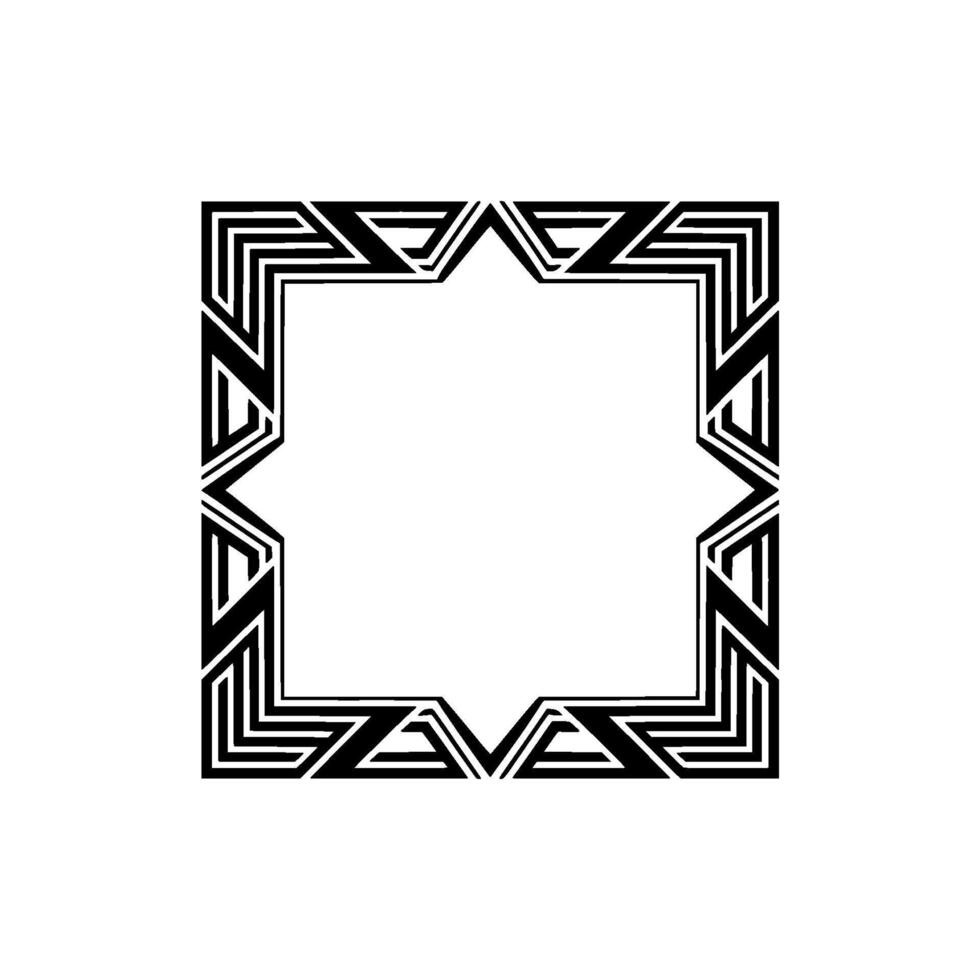 Geometric Black Frame, Minimalist Deco Style on White Background vector