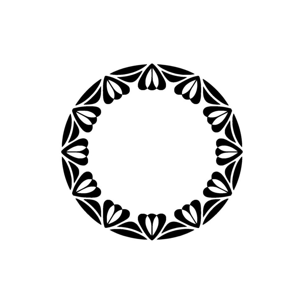 Minimalist Black Floral Circle on Cream Background vector