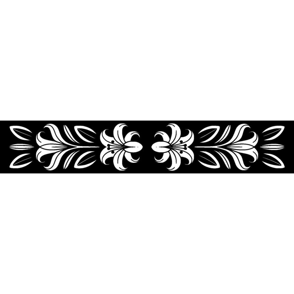 Elegant Floral Border in Black and White, Art Deco Style, Elegance vector