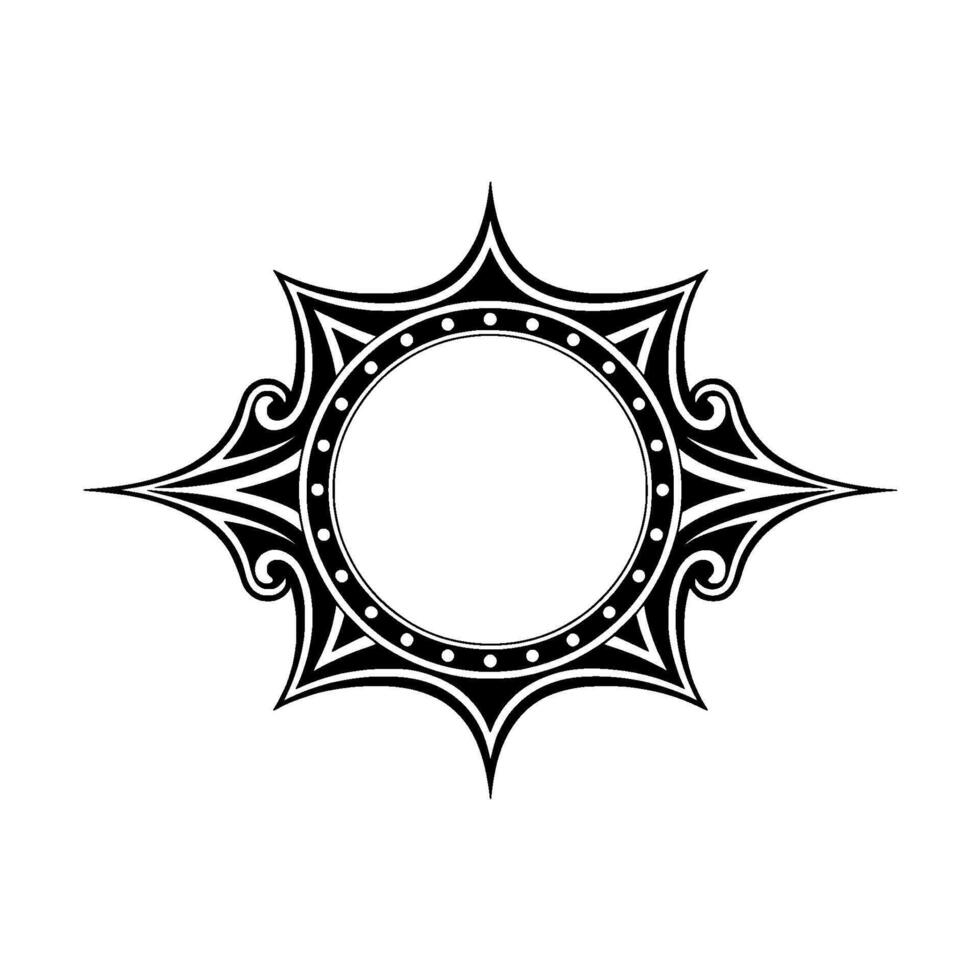 Ornamental Sunburst Mandala in Black on White vector