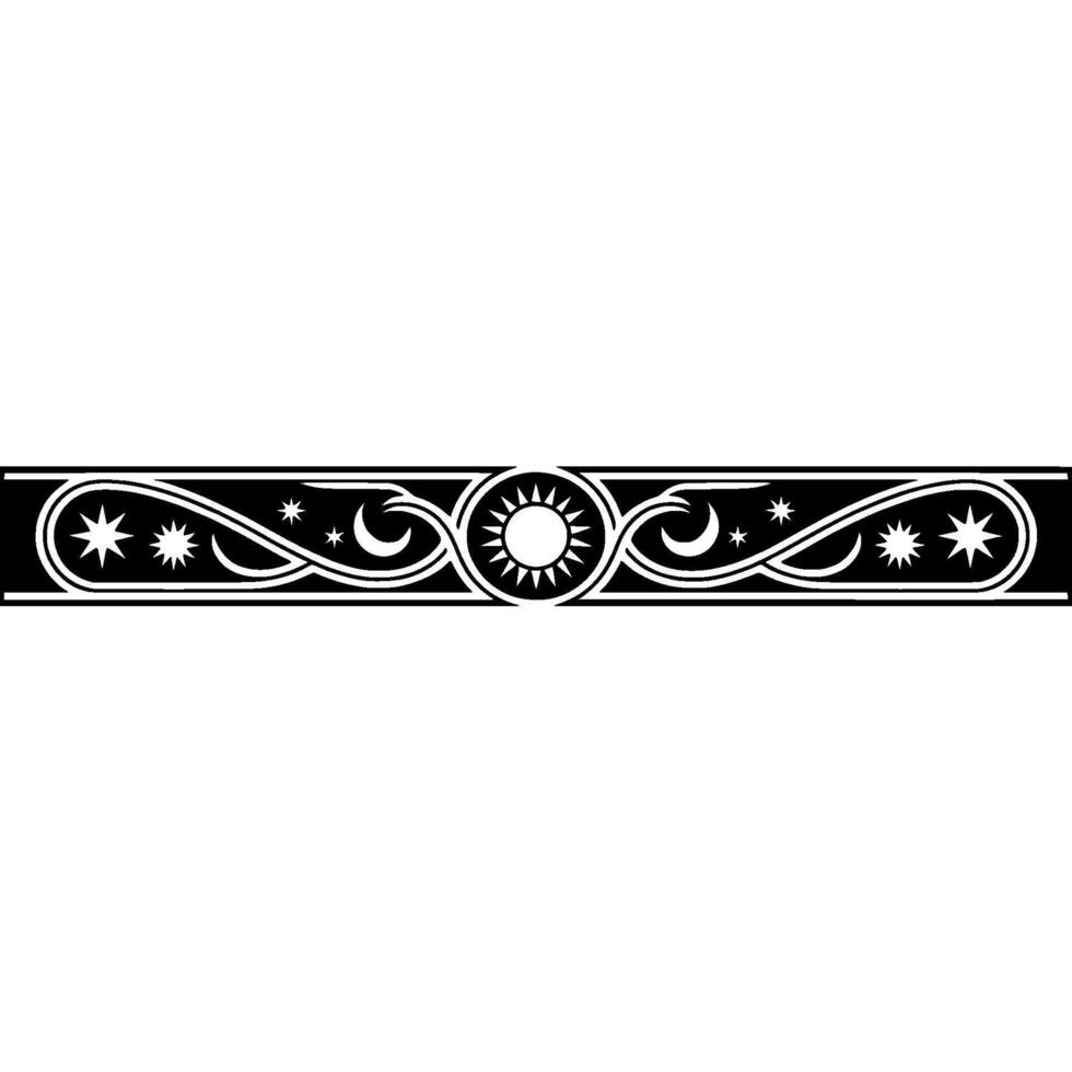 Celestial Border Ornament Sun, Stars, Moons in a Repeating Pattern vector