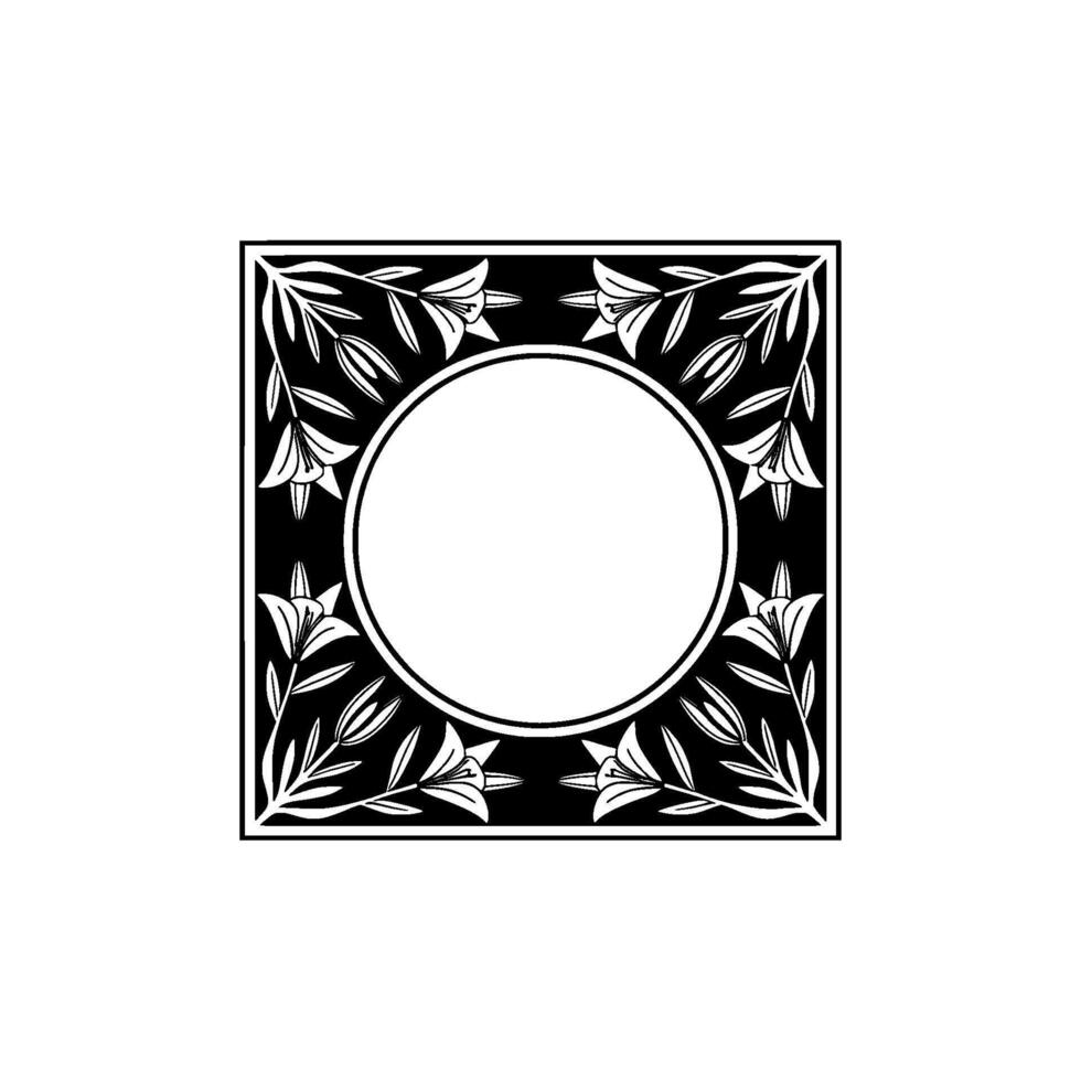 Elegant Lily Frame, Art Nouveau Inspired, Decorative Floral vector