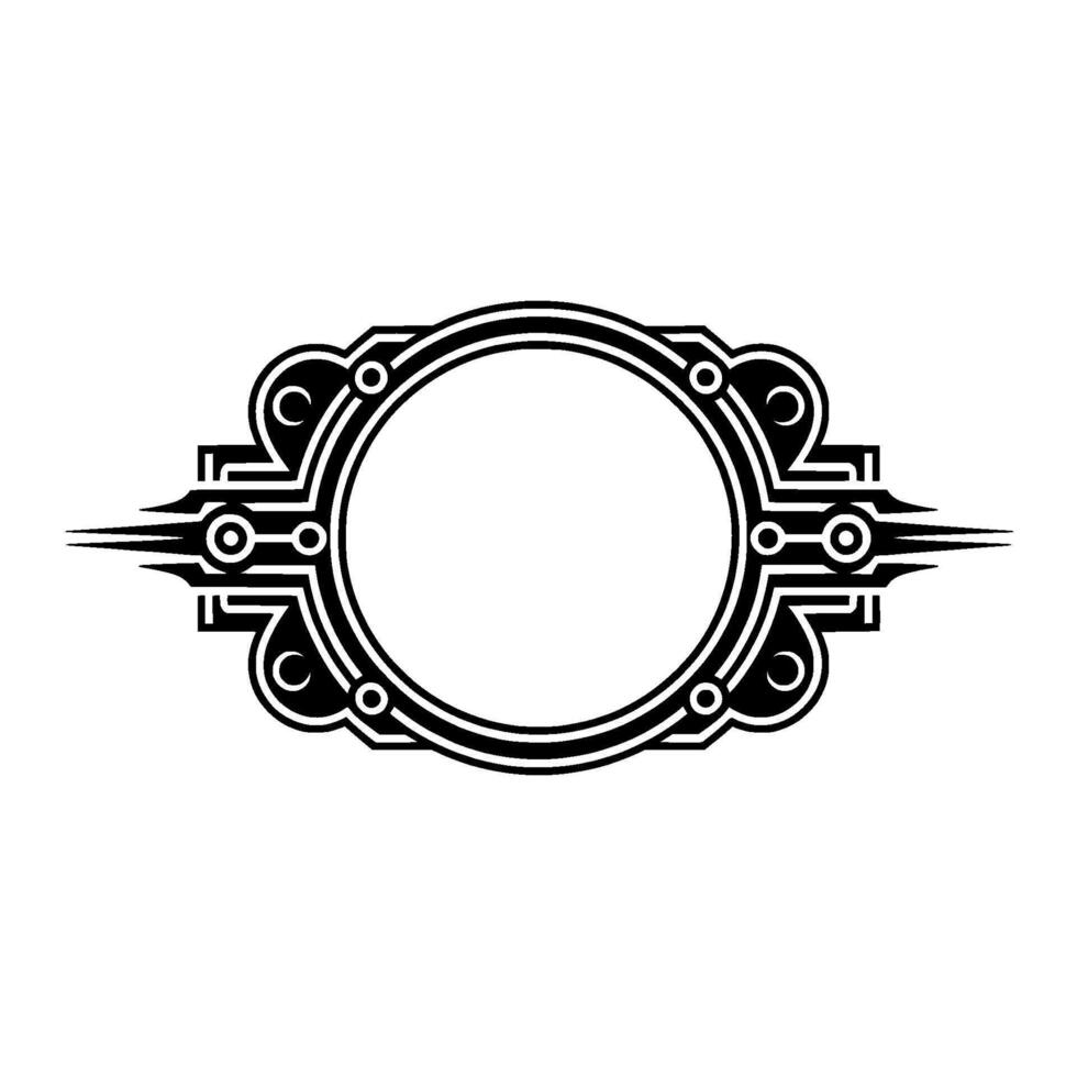 Art Deco Style Frame, Black and White, Blank Center vector