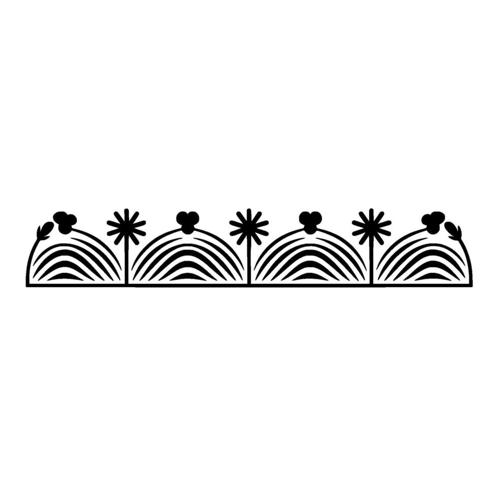 Minimalist Floral Border Black and White vector