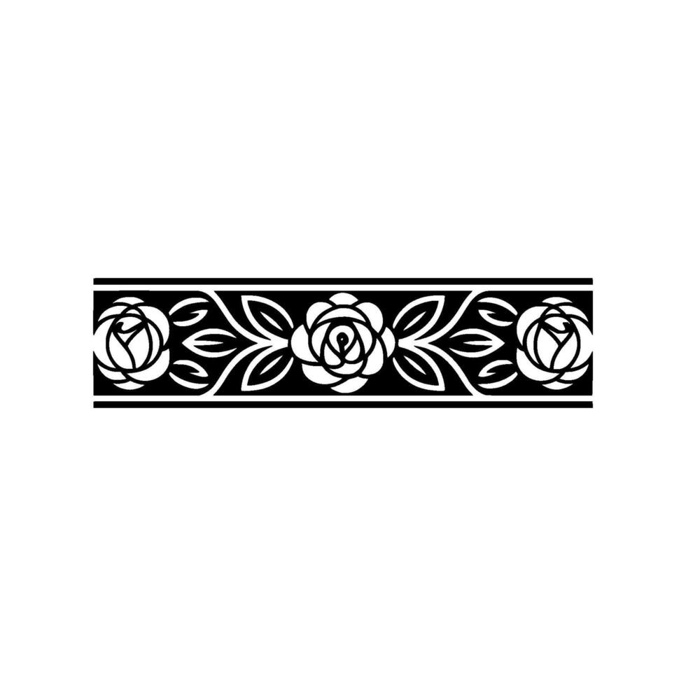 Elegant Floral Border Rose and Leaf Ornamentation vector