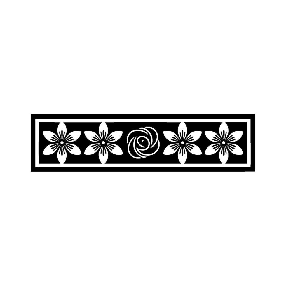 Floral Border Black and White Decorative Element vector