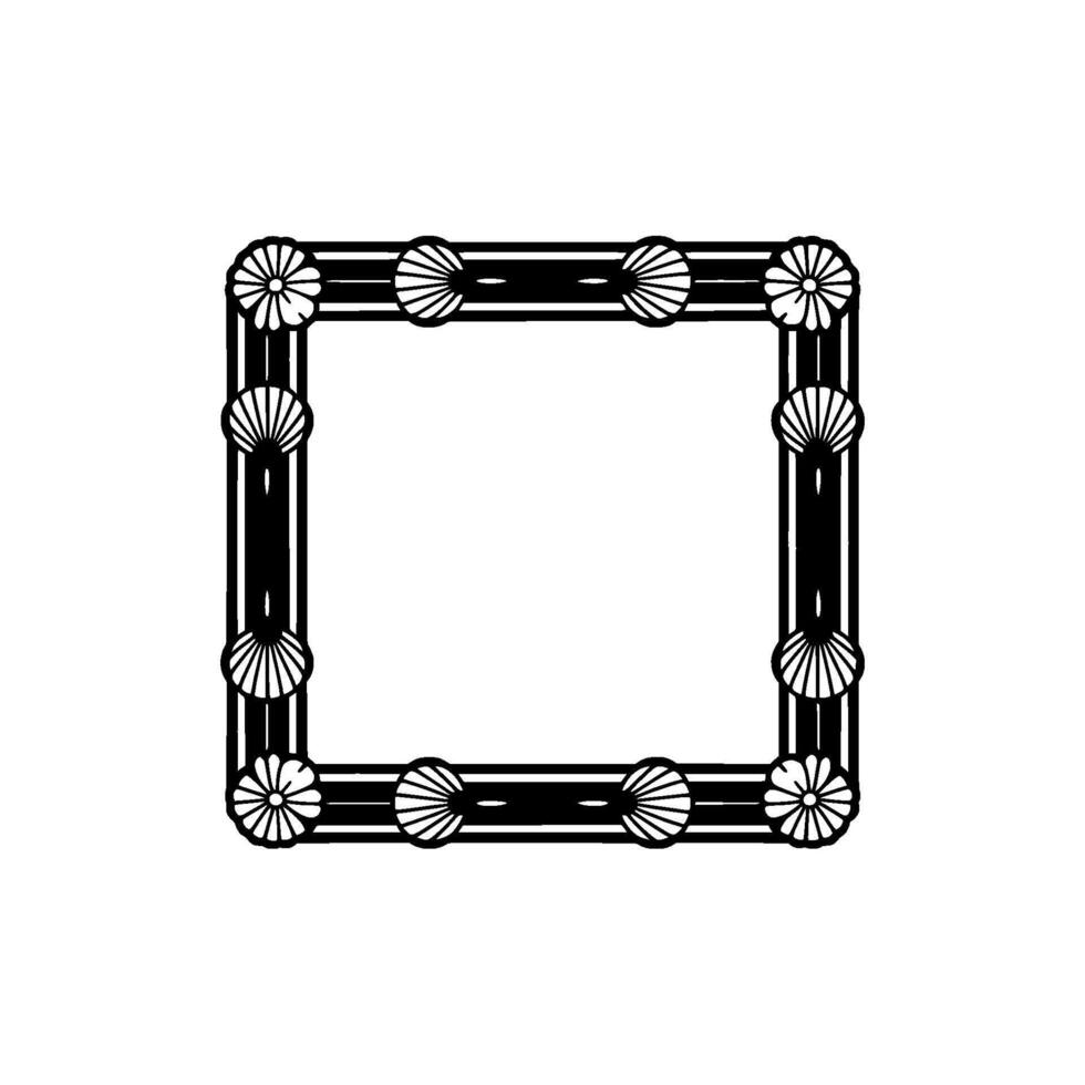 Art Deco Inspired Frame with Shell and Floral Motifs vector