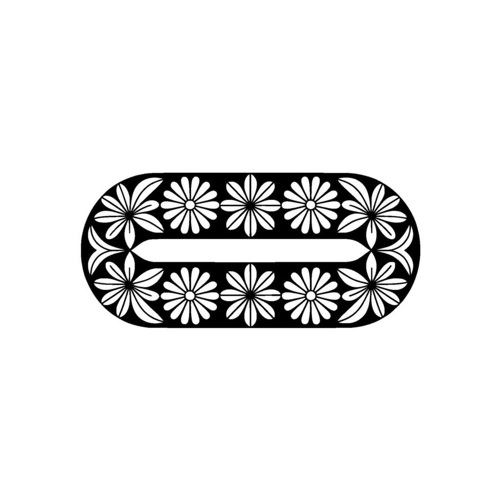 Elegant Black and White Floral Oval vector