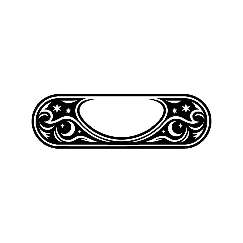 Ornate Oval Border with Stars, Crescent Moons, and Floral vector