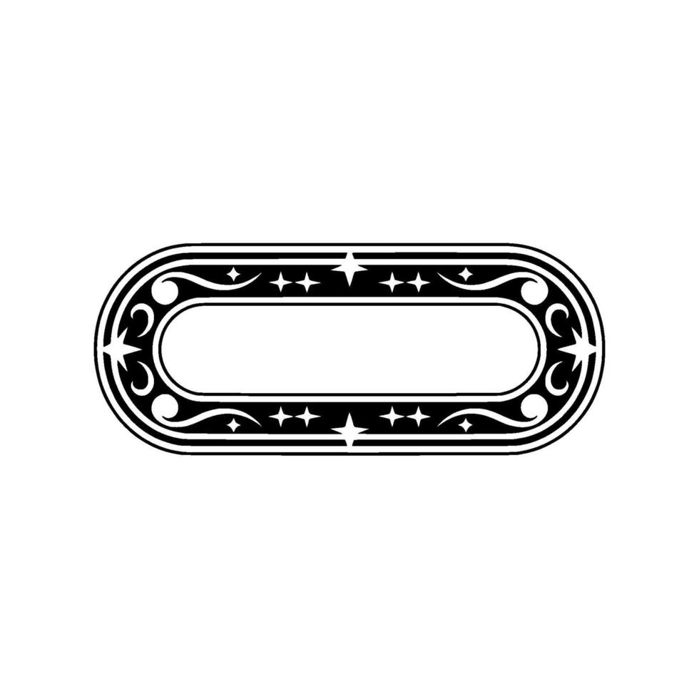 Elegant Oval Frame with Star Motifs and Decorative Elements vector