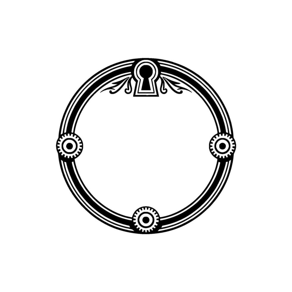 Art Deco Keyhole Circle Frame, Vintage Illustration vector