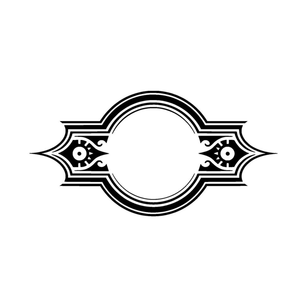 Tribal Ornament Frame with Decorative Geometric Elements, Black and White vector