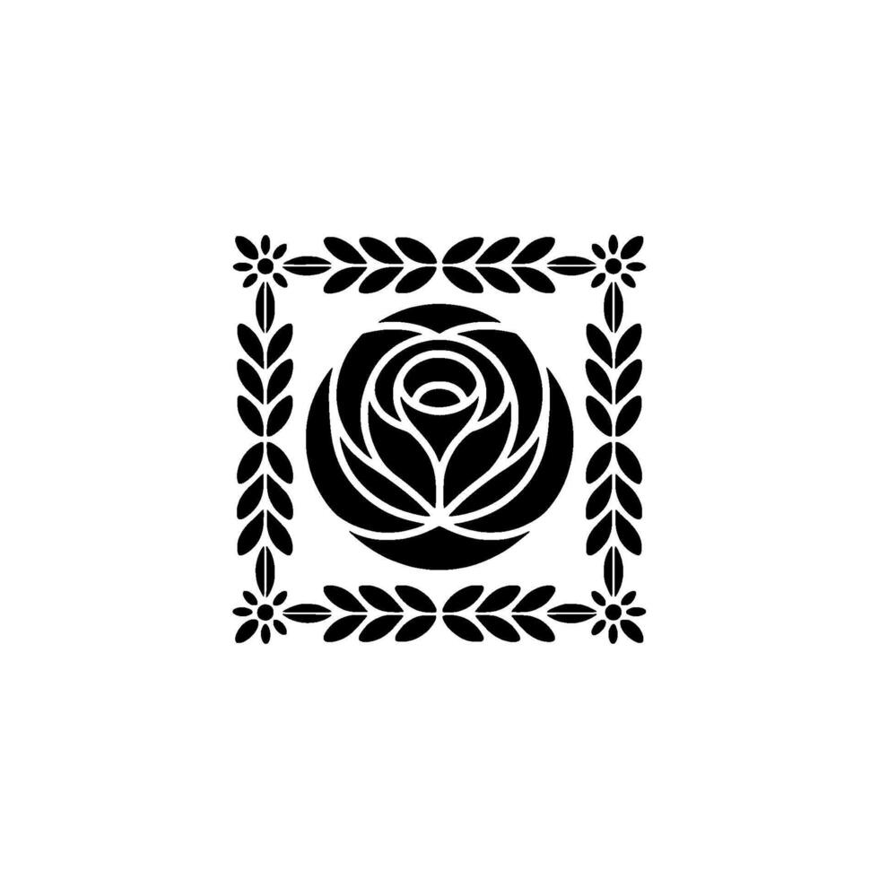 Elegant Black Rose and Floral Border vector