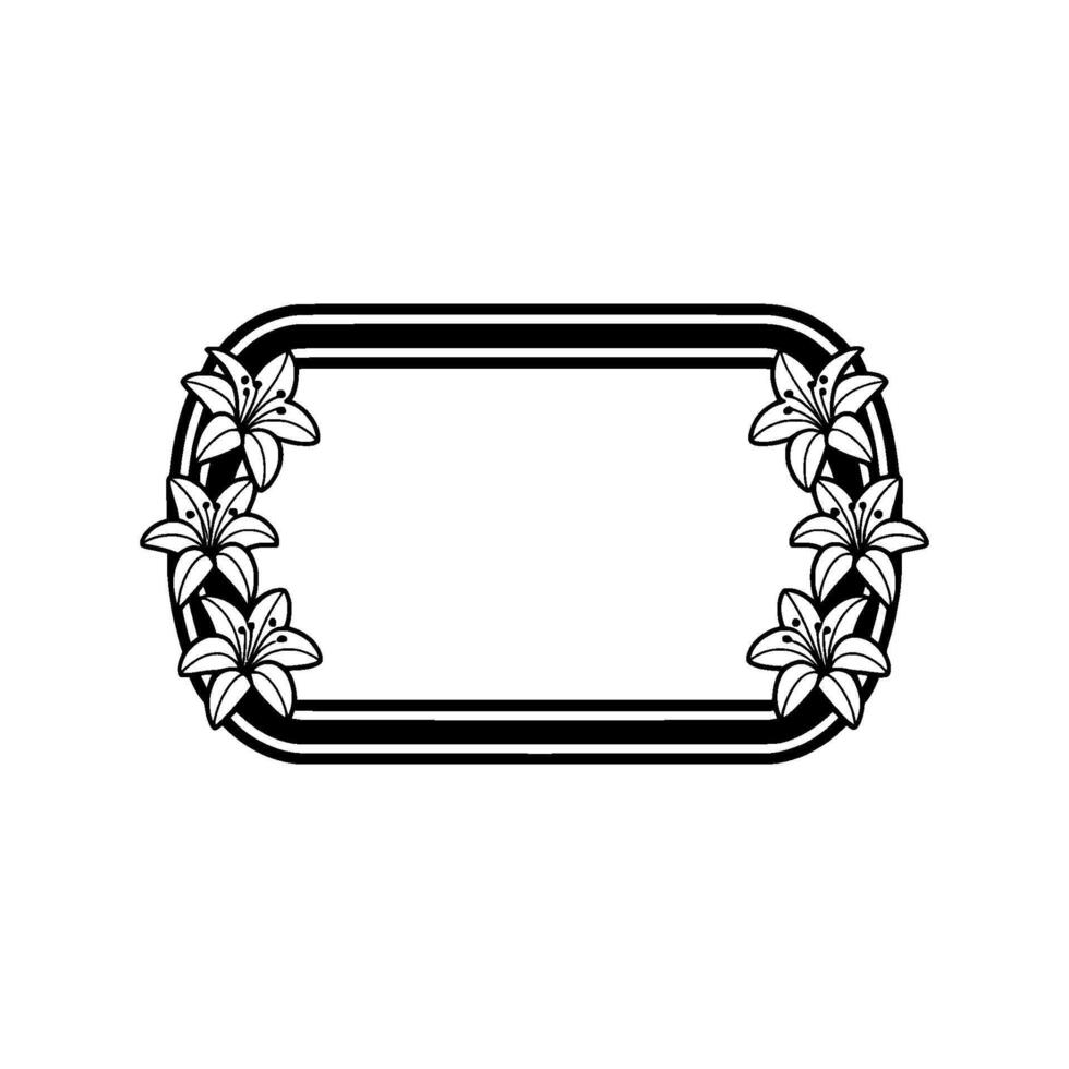 Elegant Floral Frame in Black and White Invitation, Greeting, Element vector