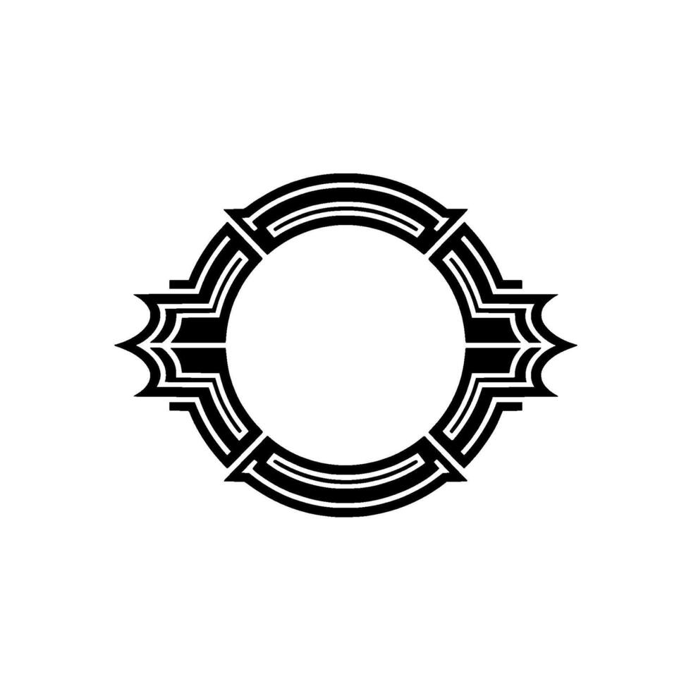 Art Deco Round Frame with Geometric Detail, Minimalist vector