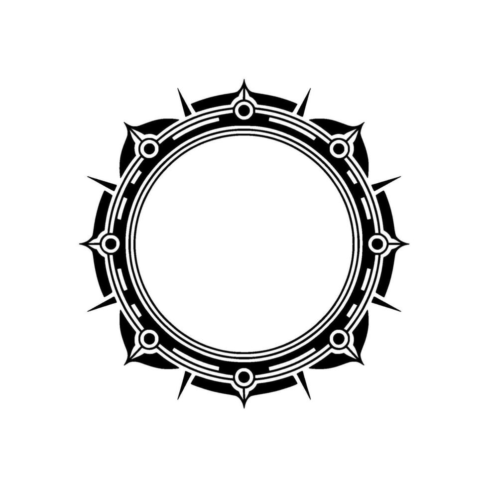 Geometric Circle Frame in Black and Silver on White Background vector