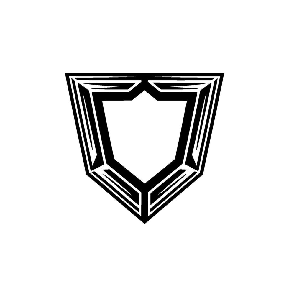 Abstract Shield Geometric Black White vector