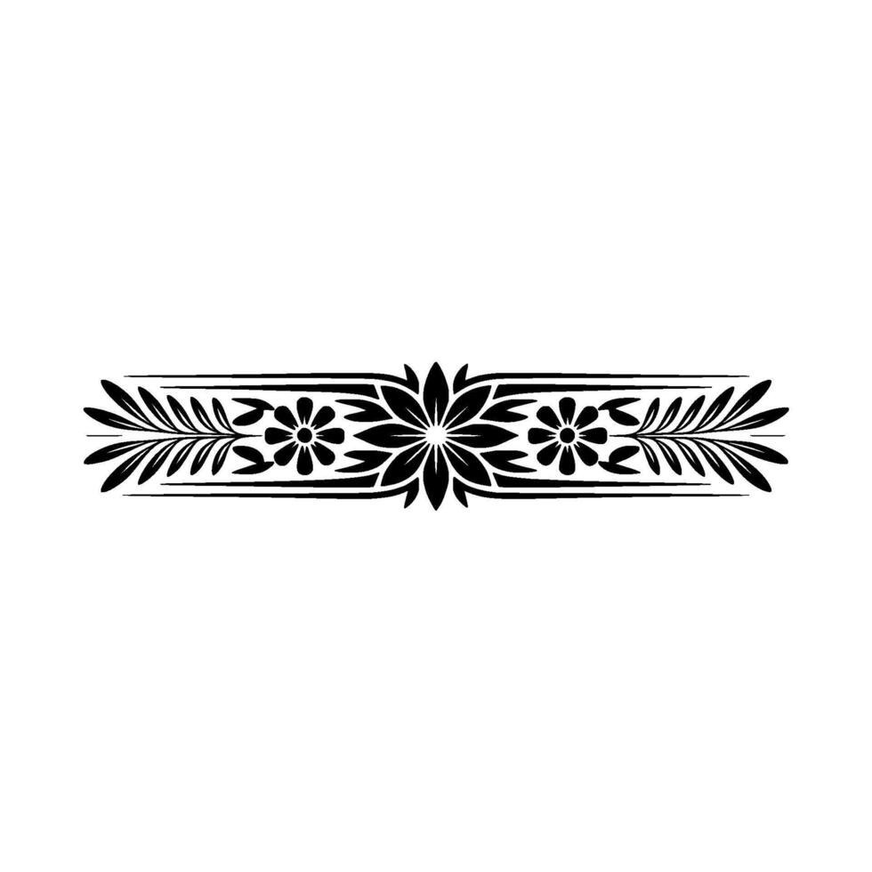 Elegant Black Floral Border on White Background, Leaf vector
