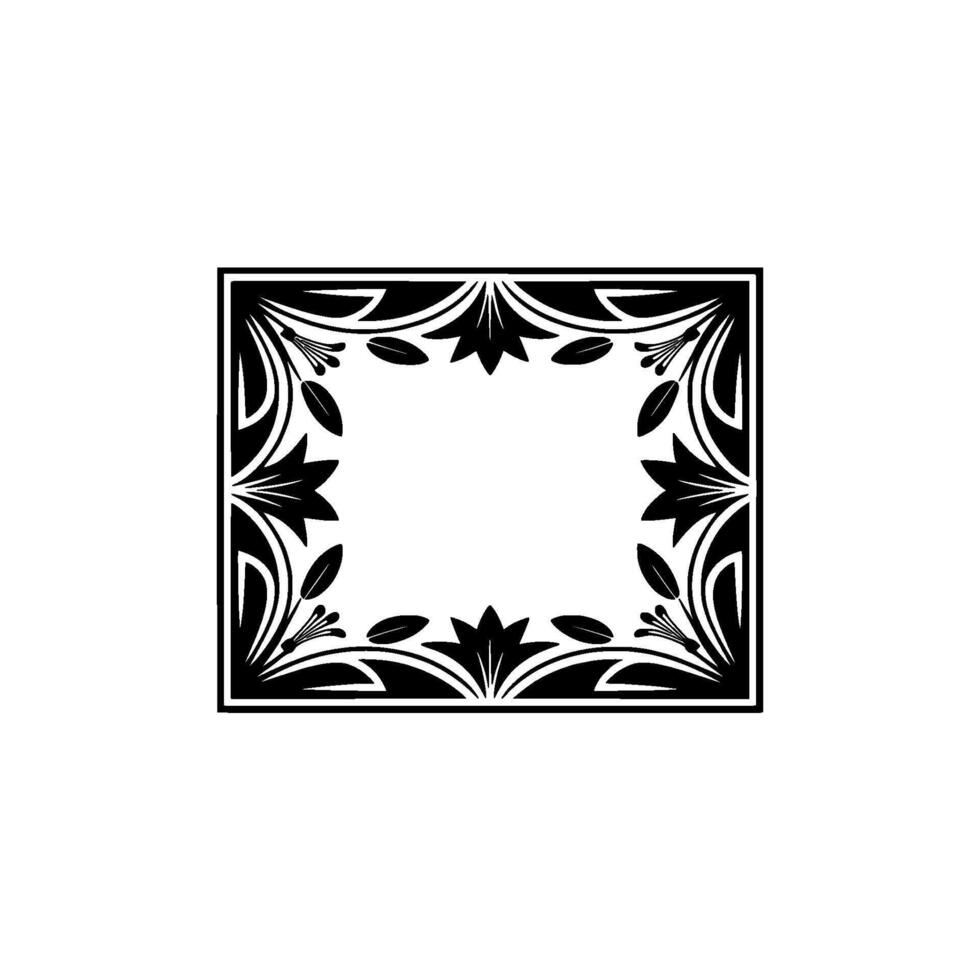 Elegant Floral Frame , Art in Black White vector