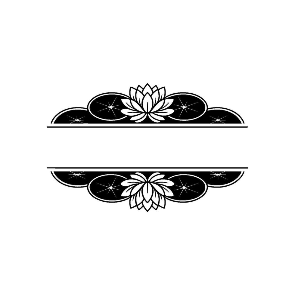Elegant Floral Frame Lotus and Water Lilies in Black and White vector