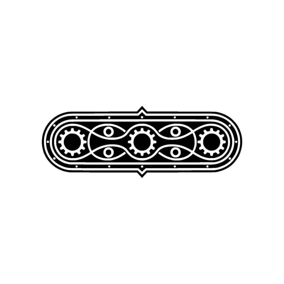 Abstract Mechanical Element, Geometric Gears and Eyes, Black and White vector