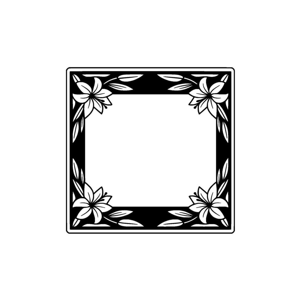 Elegant Floral Frame Monochrome Border, Floral , Decorative Element vector