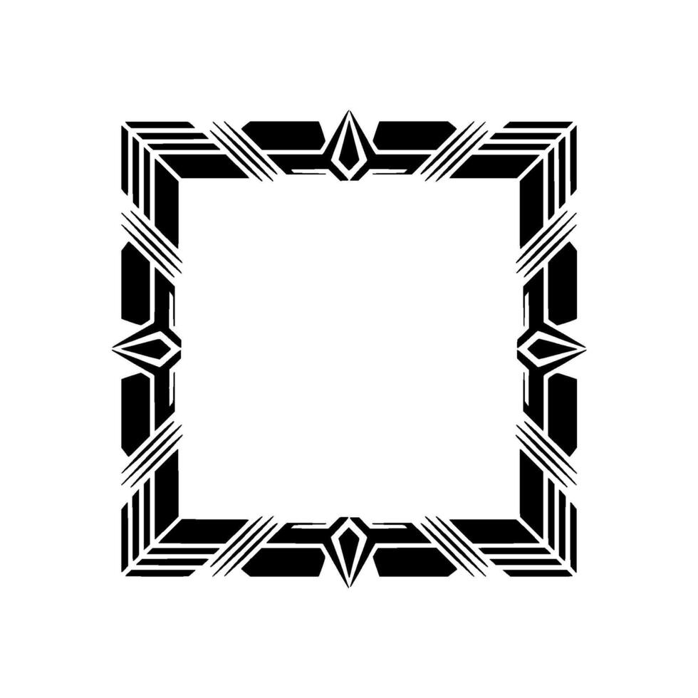 Geometric Art Deco Frame, Black and White on Gray Background vector