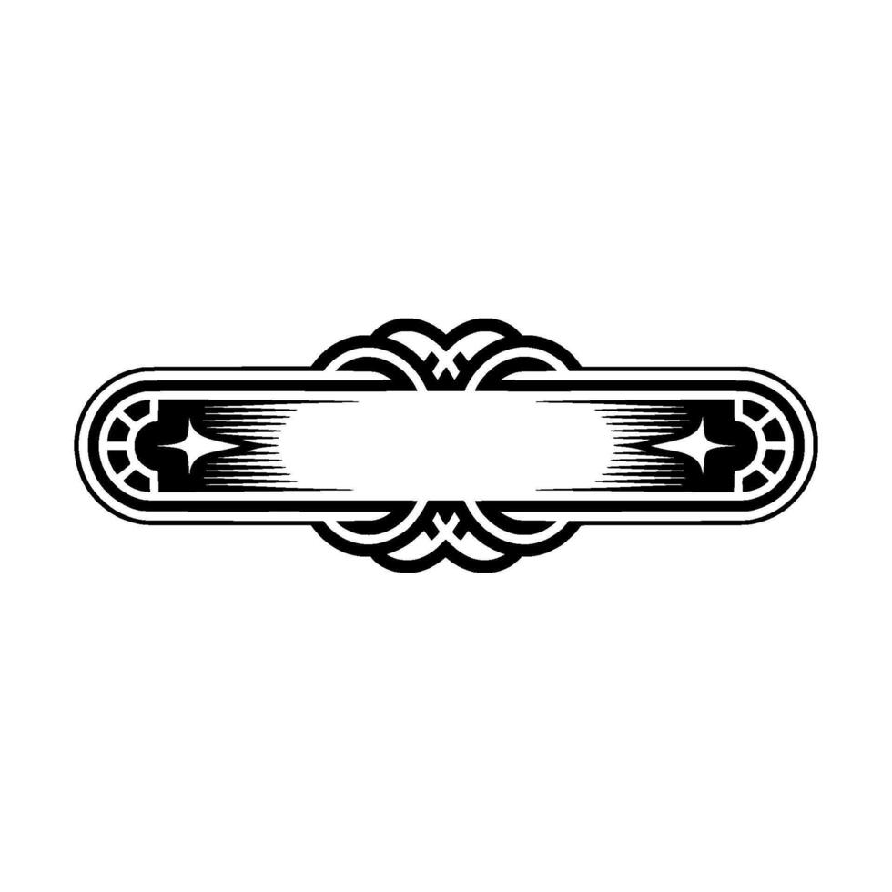 Elegant Art Deco FrameLabel, Black White Minimalist vector