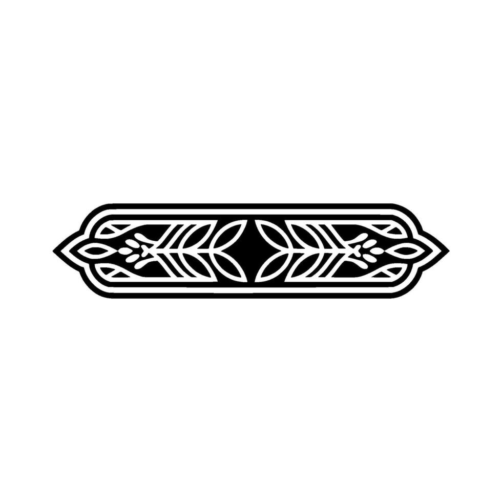 Minimalist Decorative Floral Element, Black and White vector