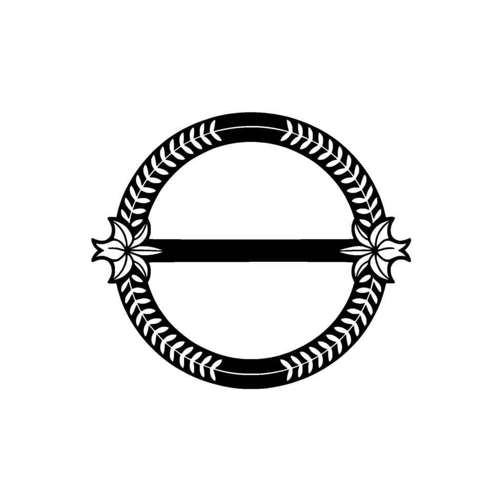 Elegant Floral Laurel Wreath Emblem, Black on White, Minimalist vector