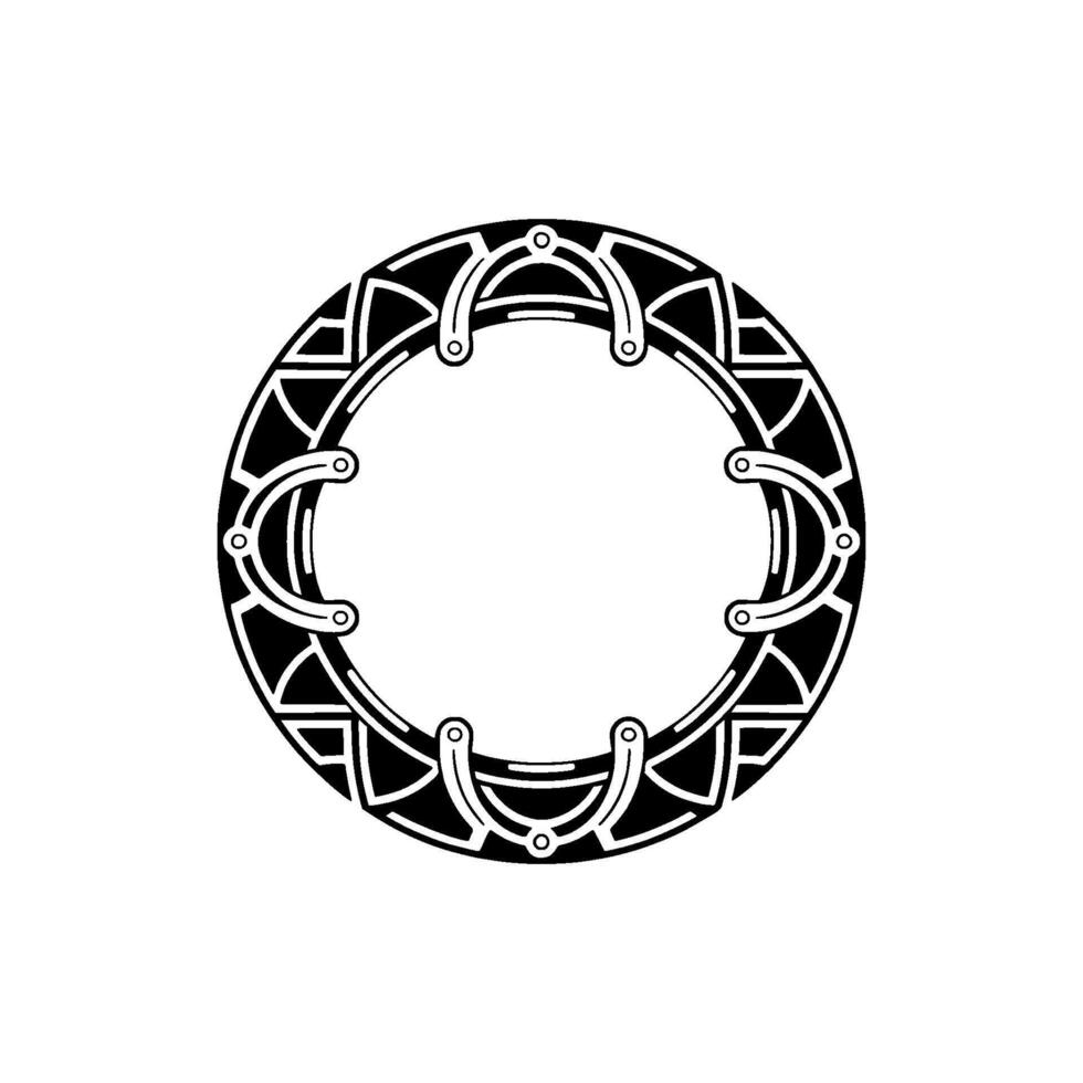 Geometric Circle Frame - Black and White Minimalist with Repeating Pattern Elements vector