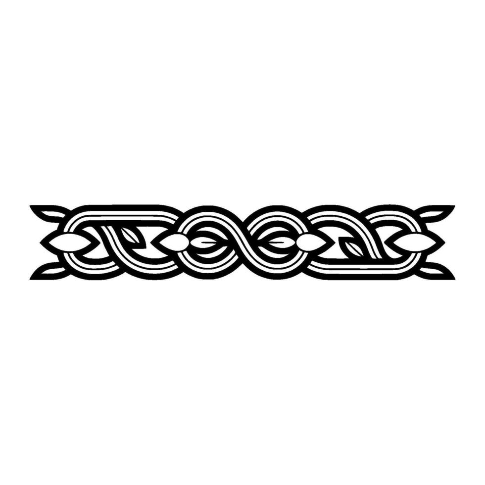 Minimalist Celtic Knot Border Element, Black and White vector