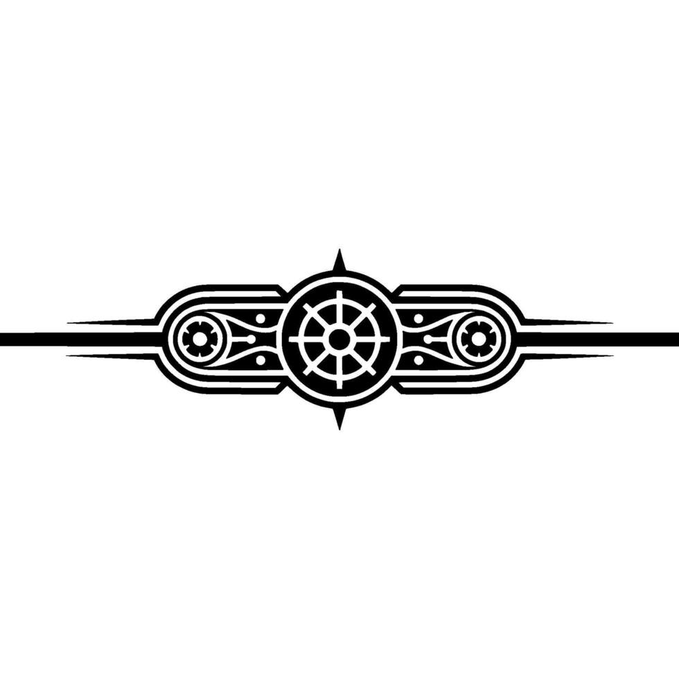 Elegant Black White Decorative Border Steampunk Wheel Motif vector