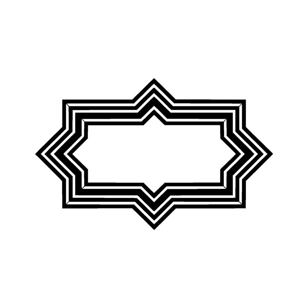 Geometric Arabesque Frame on White Background, Minimalist vector