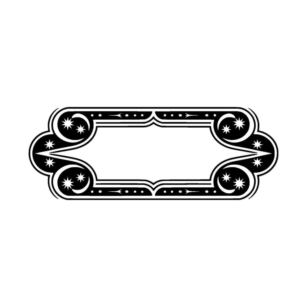 Celestial Art Deco Frame, Black and White vector