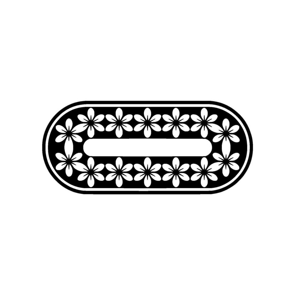 Floral Border Minimalist Black and White Oval Frame, Decorative Element vector